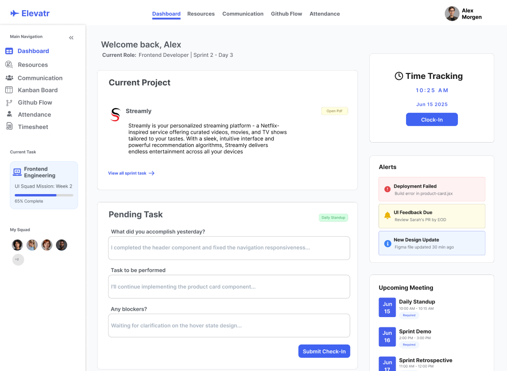 Elevatr Dashboard - Custom enterprise web application developed by Qorvia Technologies